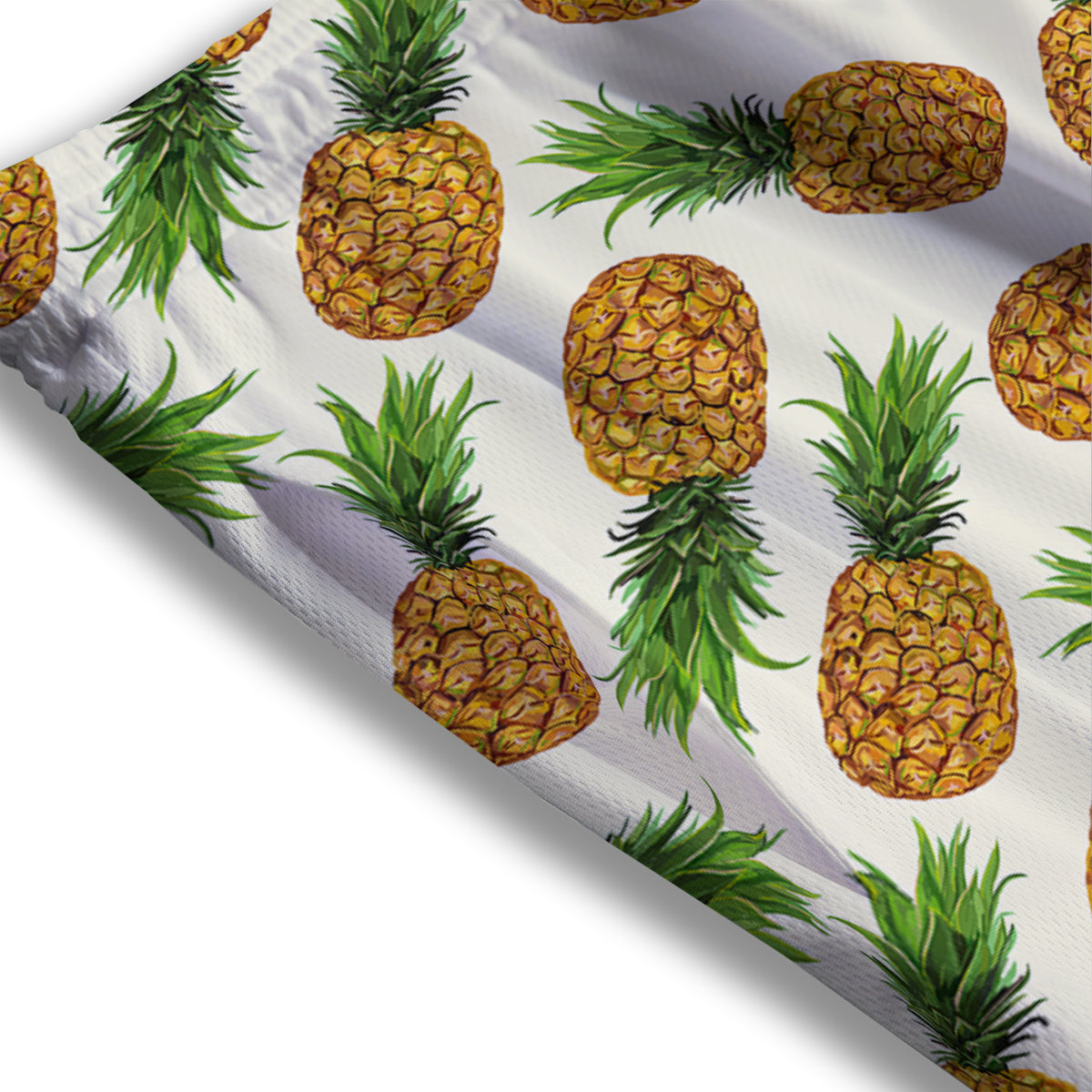 Pineapple White Print Pattern Mesh Shorts-grizzshop