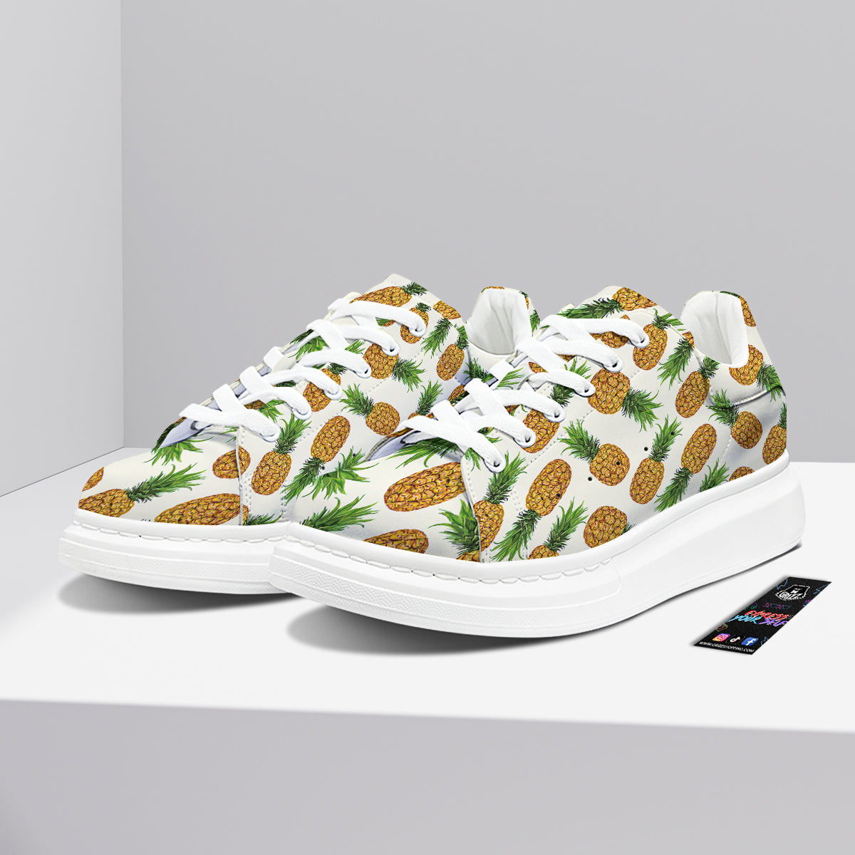 Pineapple White Print Pattern Platform Shoes-grizzshop