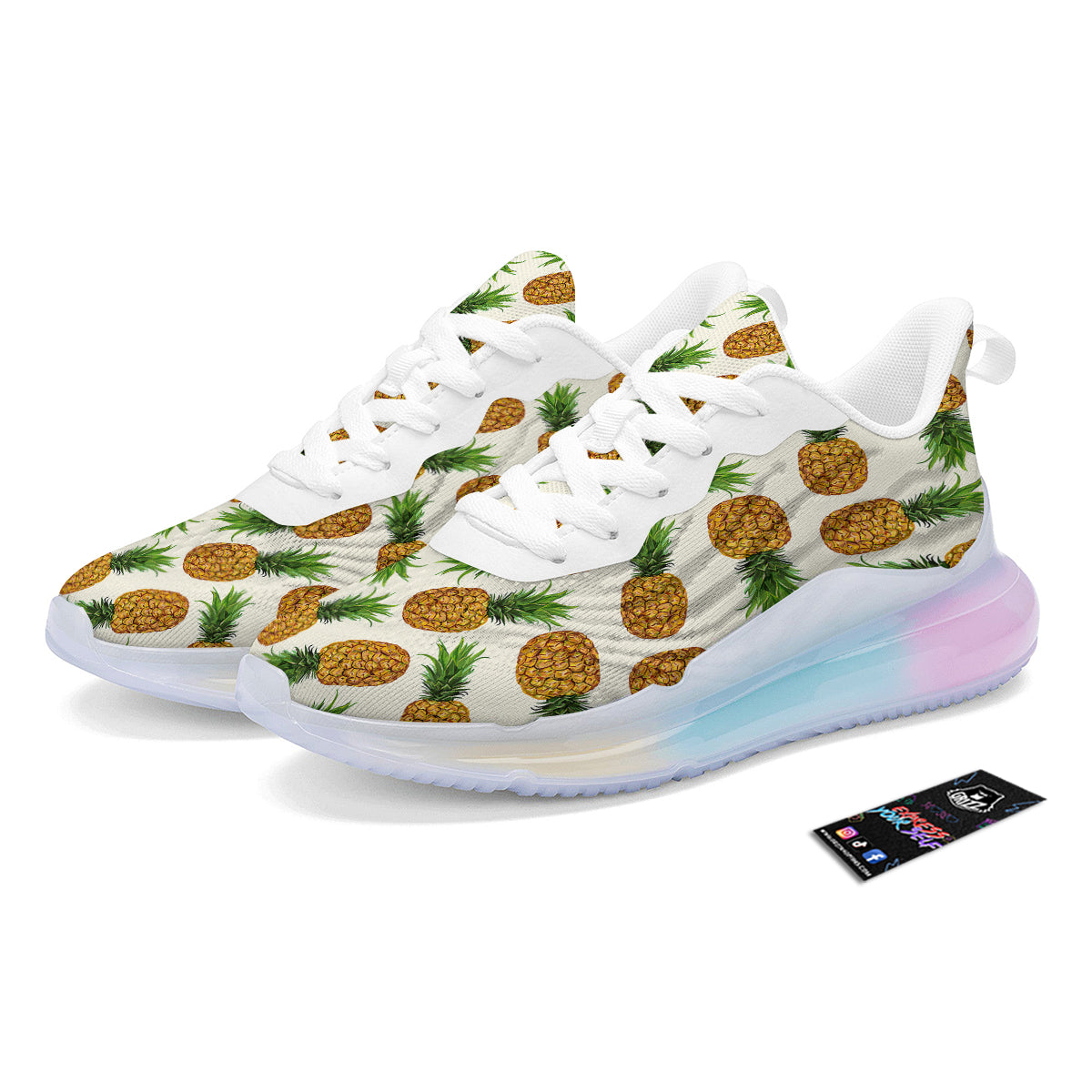 Pineapple White Print Pattern Running Sneakers-grizzshop