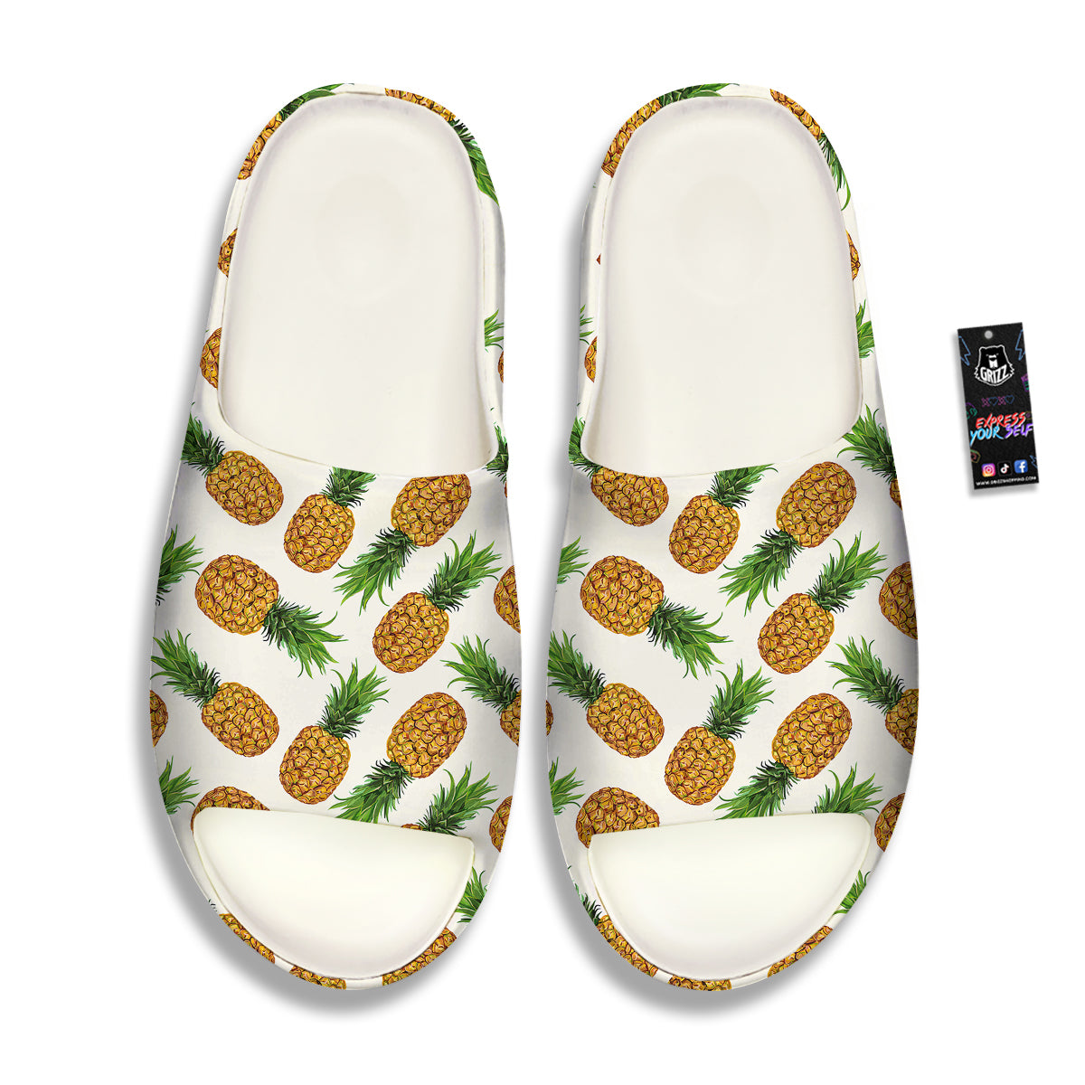 Pineapple White Print Pattern Sandals-grizzshop