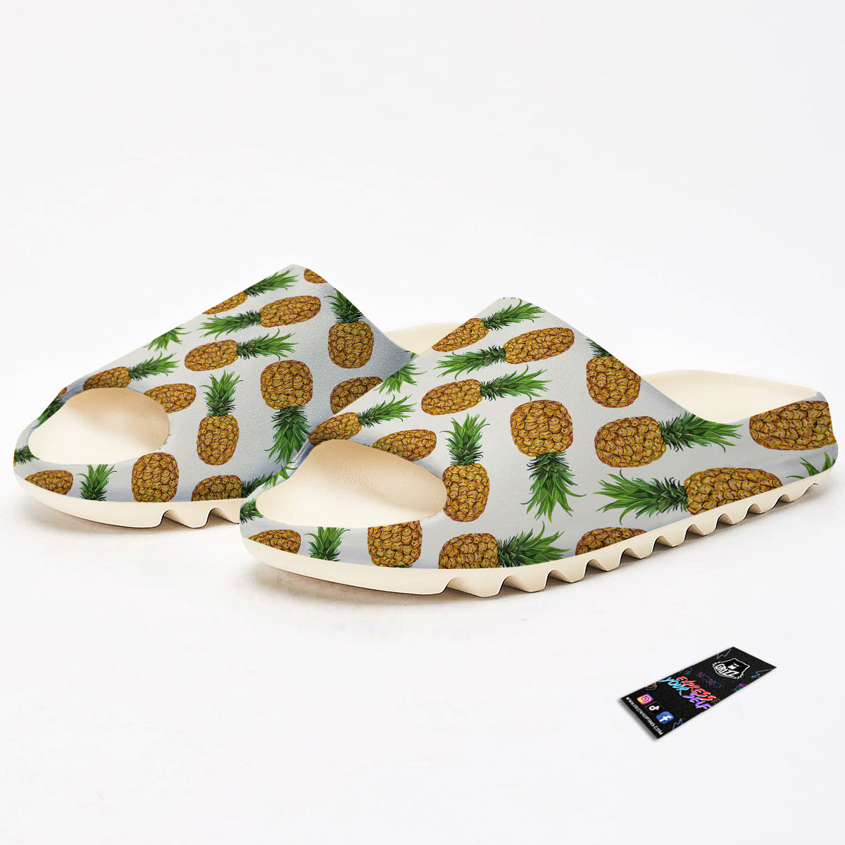 Pineapple White Print Pattern Sandals-grizzshop