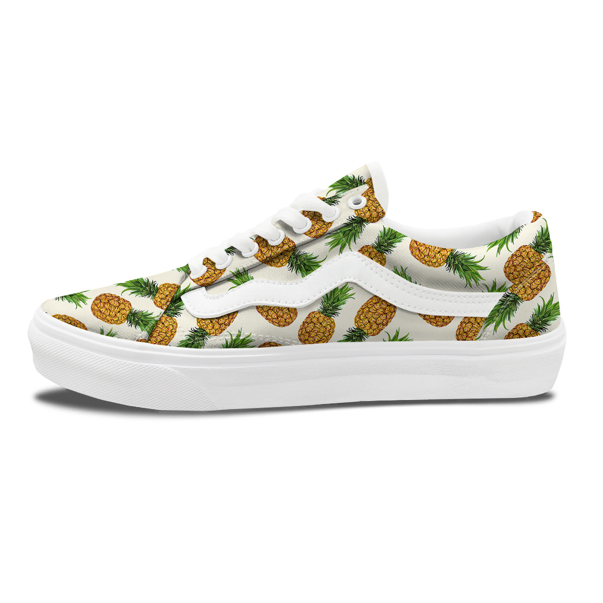 Pineapple White Print Pattern Skate Shoes-grizzshop