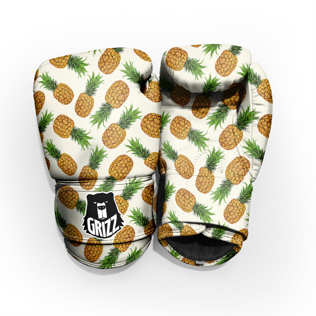 Pineapple White Print Pattern Sparring Gloves-grizzshop