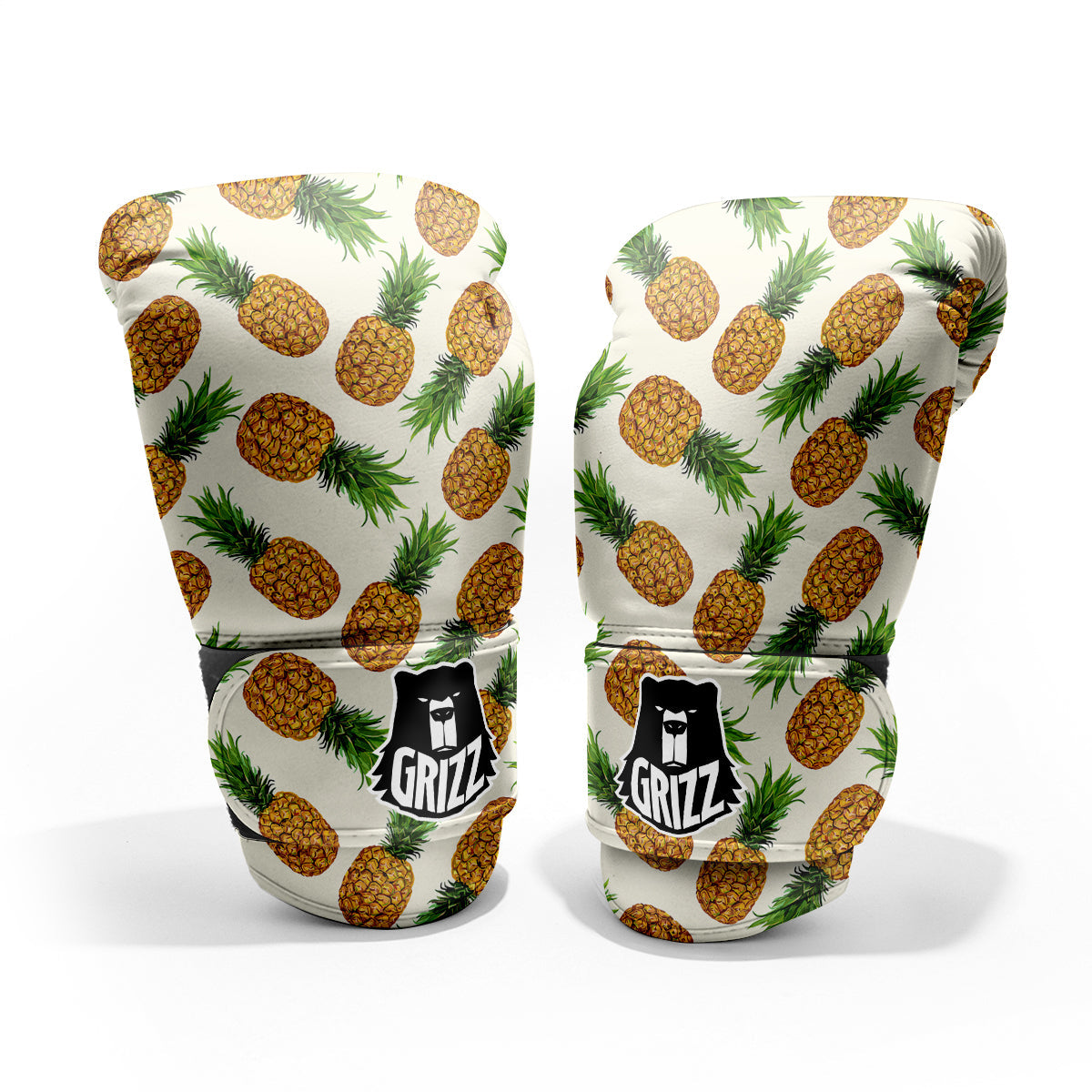 Pineapple White Print Pattern Sparring Gloves-grizzshop