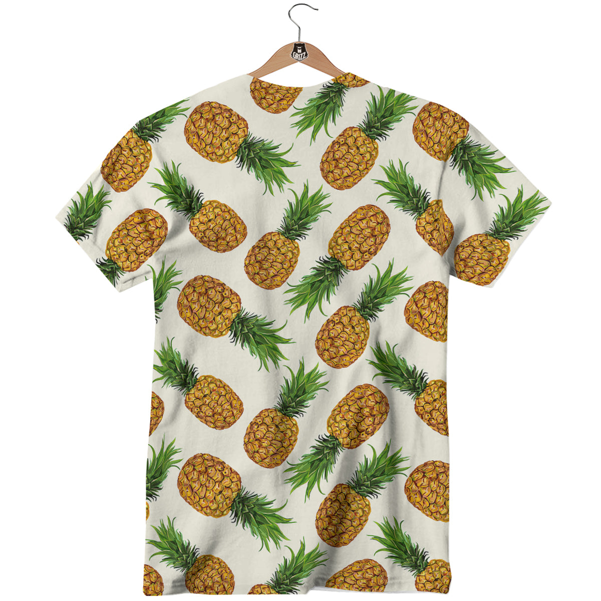 Pineapple White Print Pattern T-Shirt-grizzshop