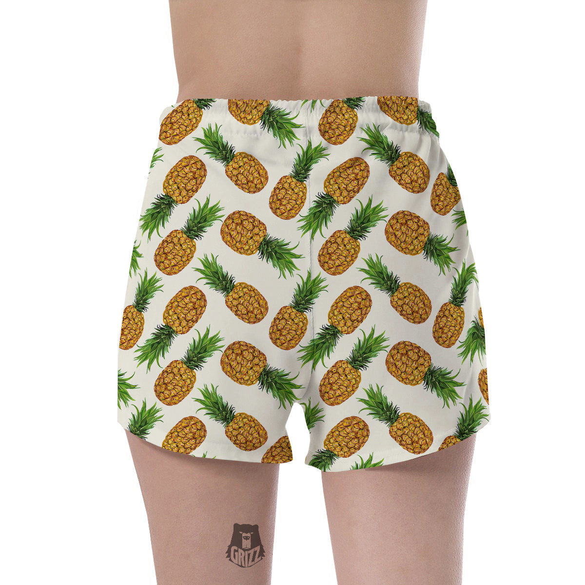 Pineapple White Print Pattern Women's Shorts-grizzshop