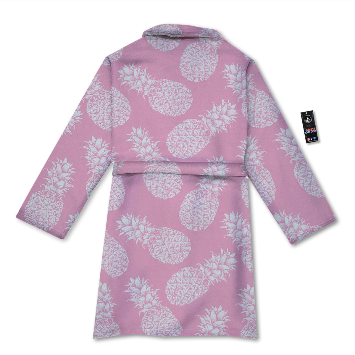 Pineapple White Summer Pink Print Pattern Bathrobe-grizzshop