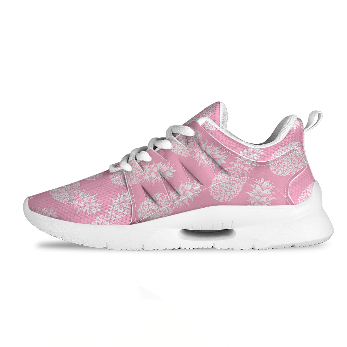 Pineapple White Summer Pink Print Pattern Tennis Shoes-grizzshop