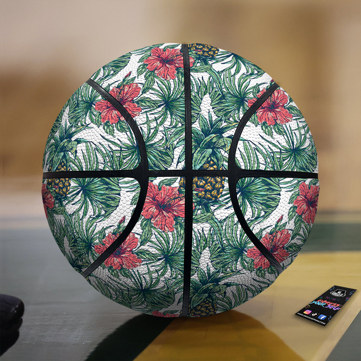 Pineapple White Tropical Print Pattern Basketball