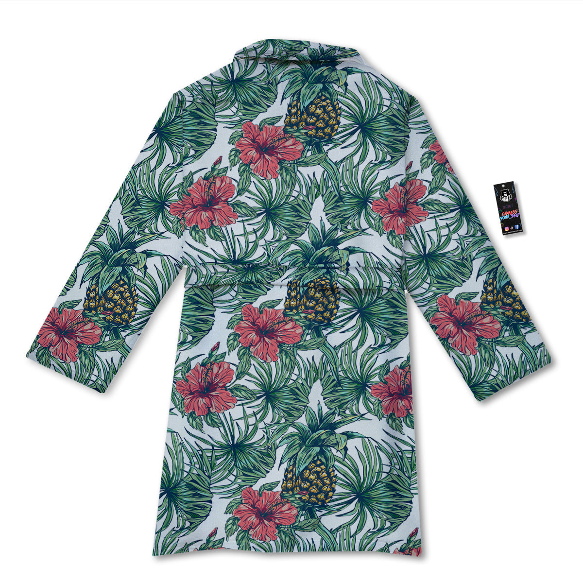 Pineapple White Tropical Print Pattern Bathrobe-grizzshop