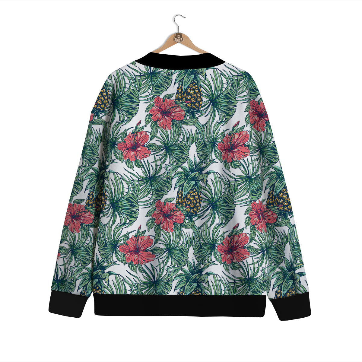 Pineapple White Tropical Print Pattern Cardigan-grizzshop