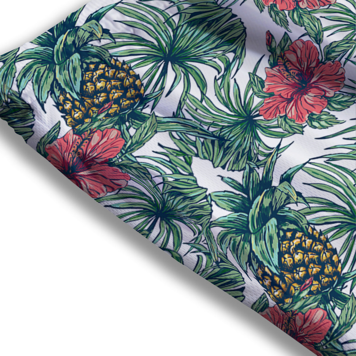 Pineapple White Tropical Print Pattern Mesh Shorts-grizzshop