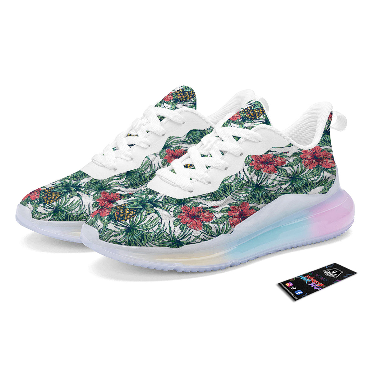 Pineapple White Tropical Print Pattern Running Sneakers-grizzshop