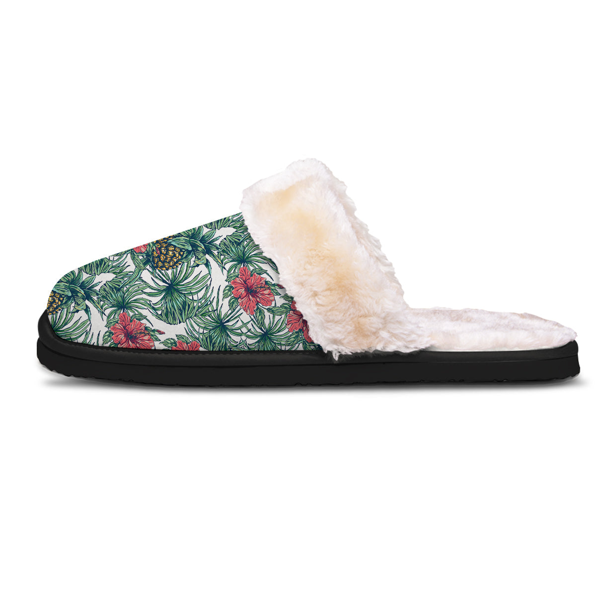 Pineapple White Tropical Print Pattern Slippers-grizzshop