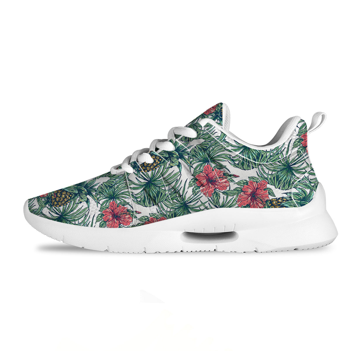 Pineapple White Tropical Print Pattern Tennis Shoes-grizzshop