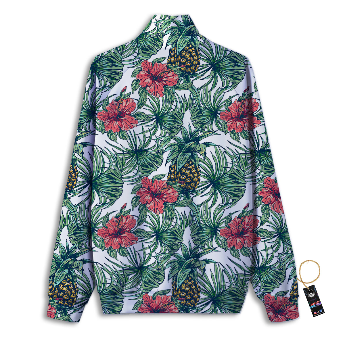 Pineapple White Tropical Print Pattern Track Jacket-grizzshop