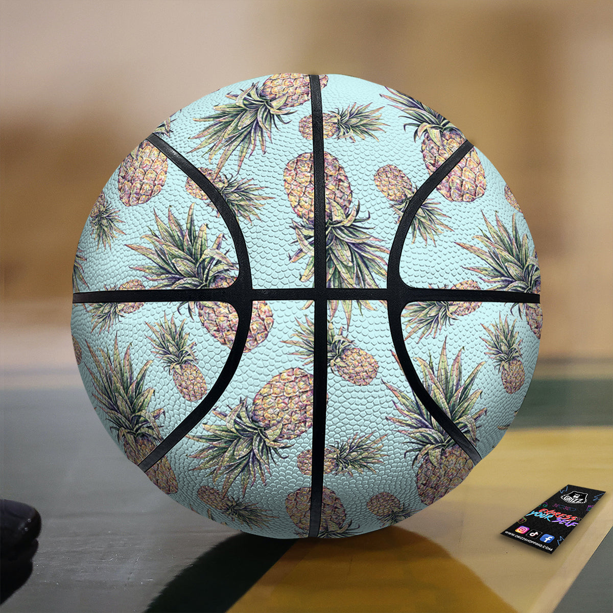 Pineapple White Watercolor Print Pattern Basketball