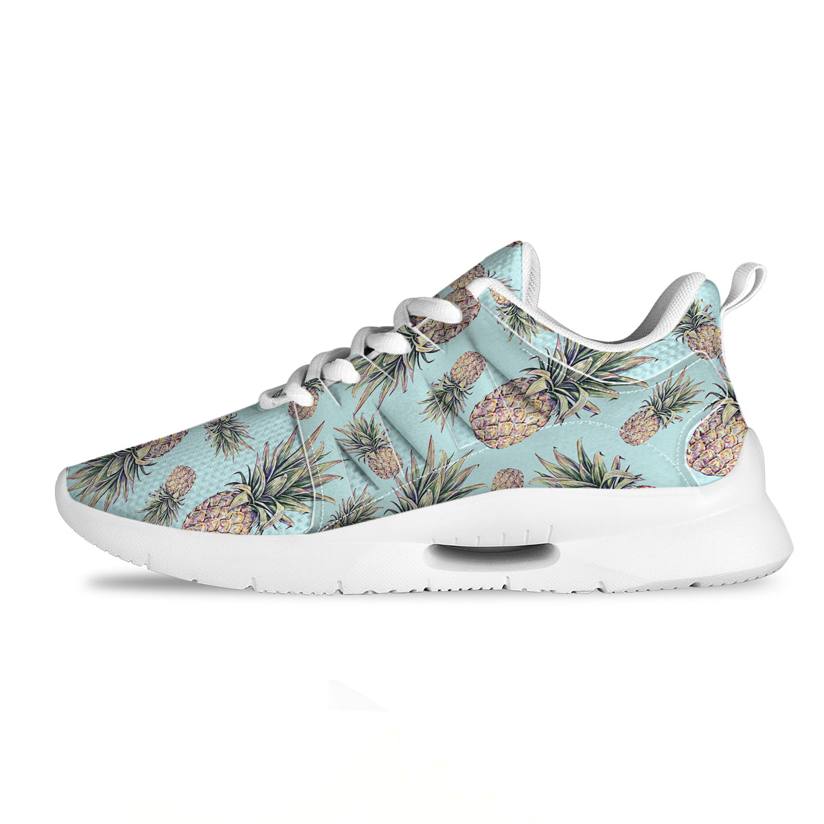 Pineapple White Watercolor Print Pattern Tennis Shoes-grizzshop