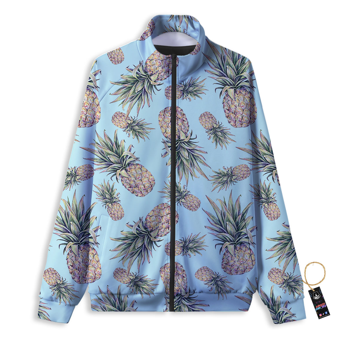 Pineapple White Watercolor Print Pattern Track Jacket-grizzshop