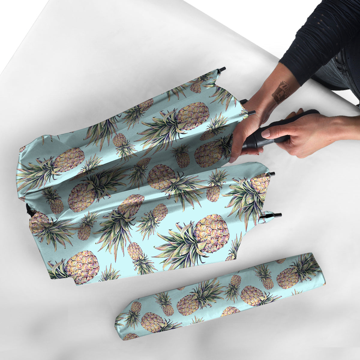 Pineapple White Watercolor Print Pattern Umbrella-grizzshop