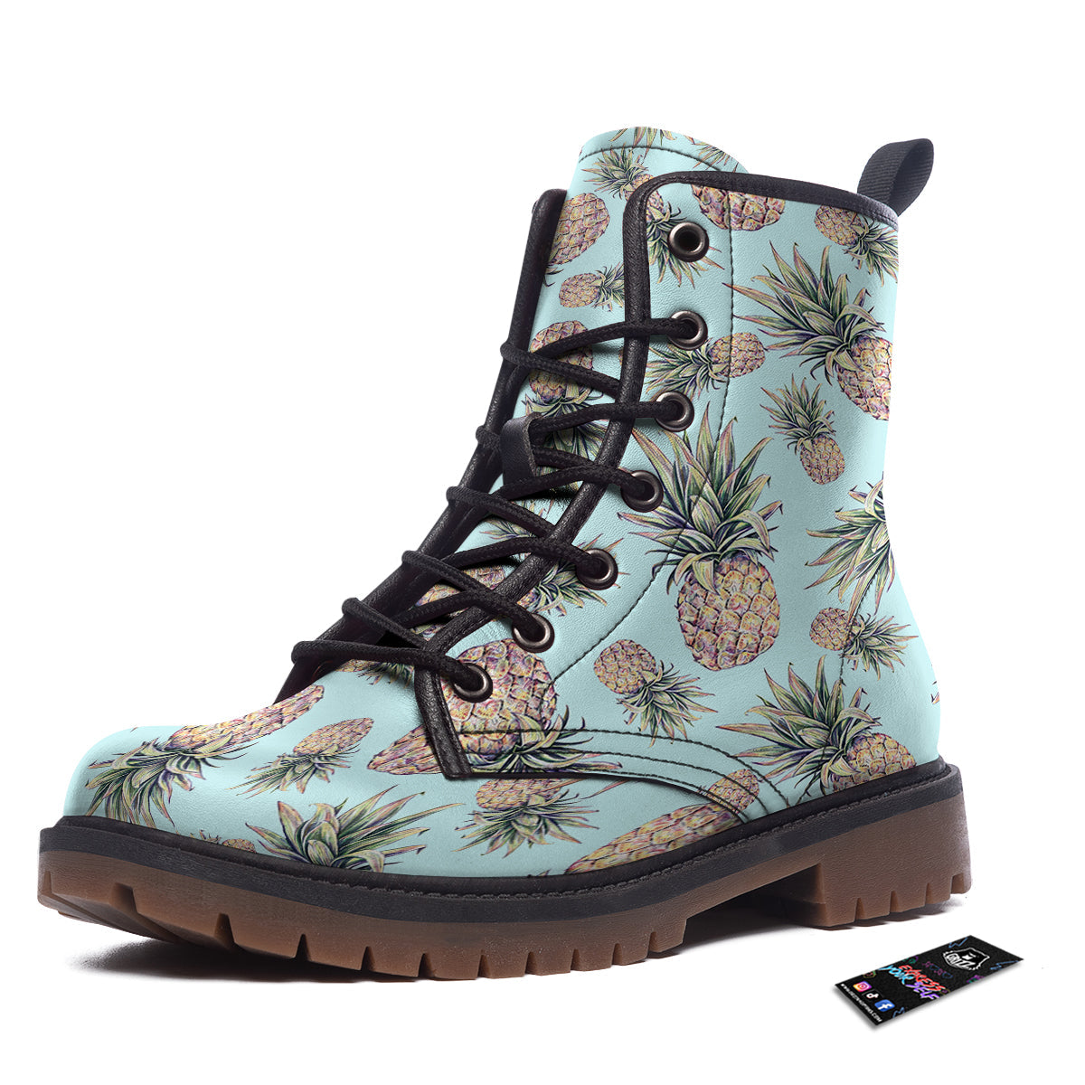 Pineapple White Watercolor Print Pattern Work Boots-grizzshop