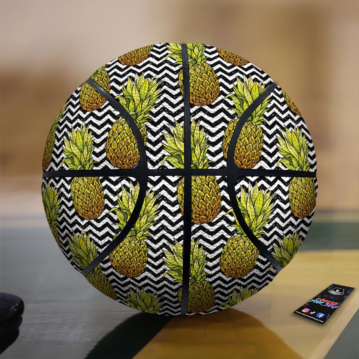 Pineapple White Zig Zag Print Pattern Basketball