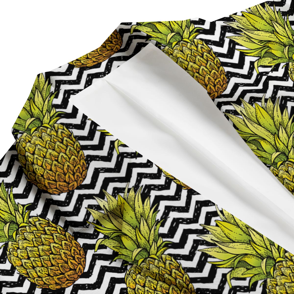 Pineapple White Zig Zag Print Pattern Men's Blazer-grizzshop