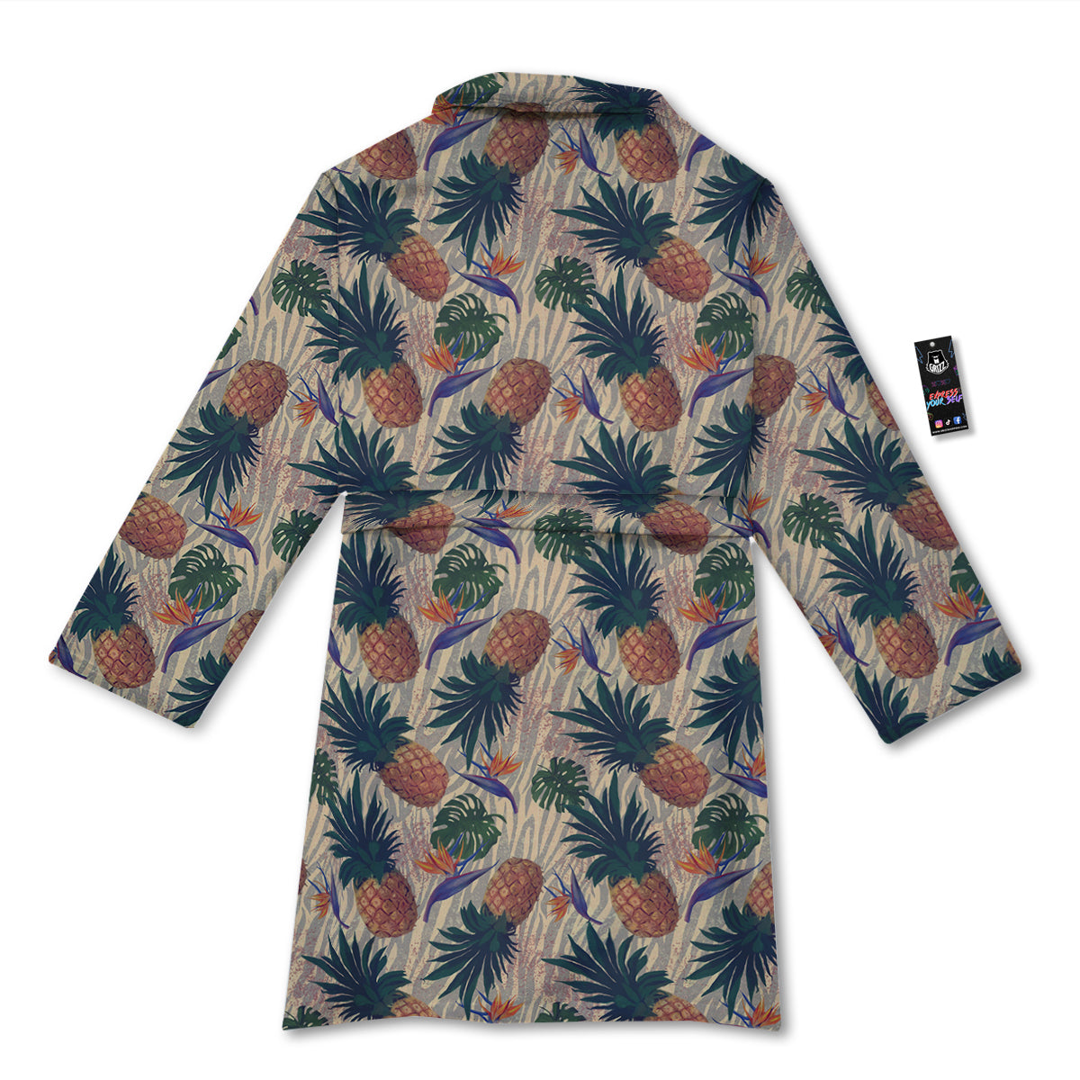 Pineapple Zebra Beige Print Pattern Bathrobe-grizzshop