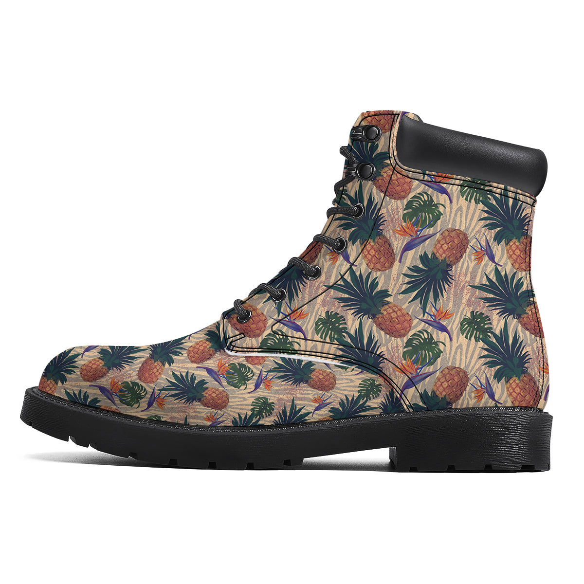 Pineapple Zebra Beige Print Pattern Boots-grizzshop
