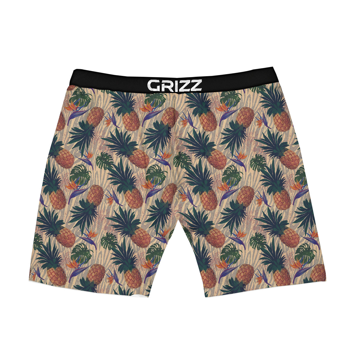 Pineapple Zebra Beige Print Pattern Boxer Briefs-grizzshop