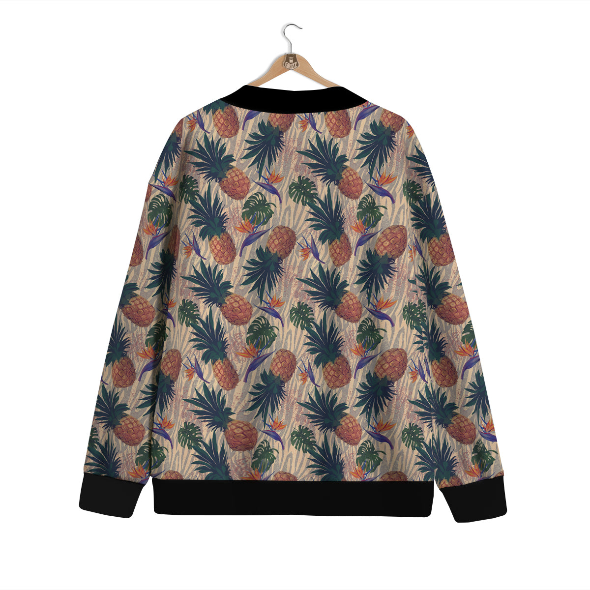 Pineapple Zebra Beige Print Pattern Cardigan-grizzshop