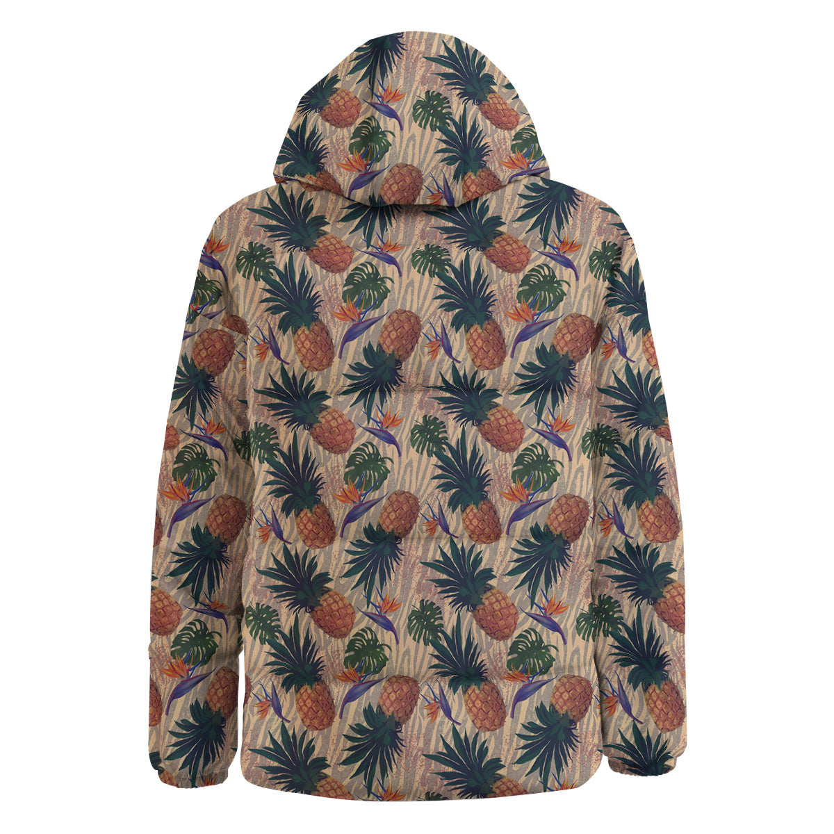 Pineapple Zebra Beige Print Pattern Down Jacket-grizzshop
