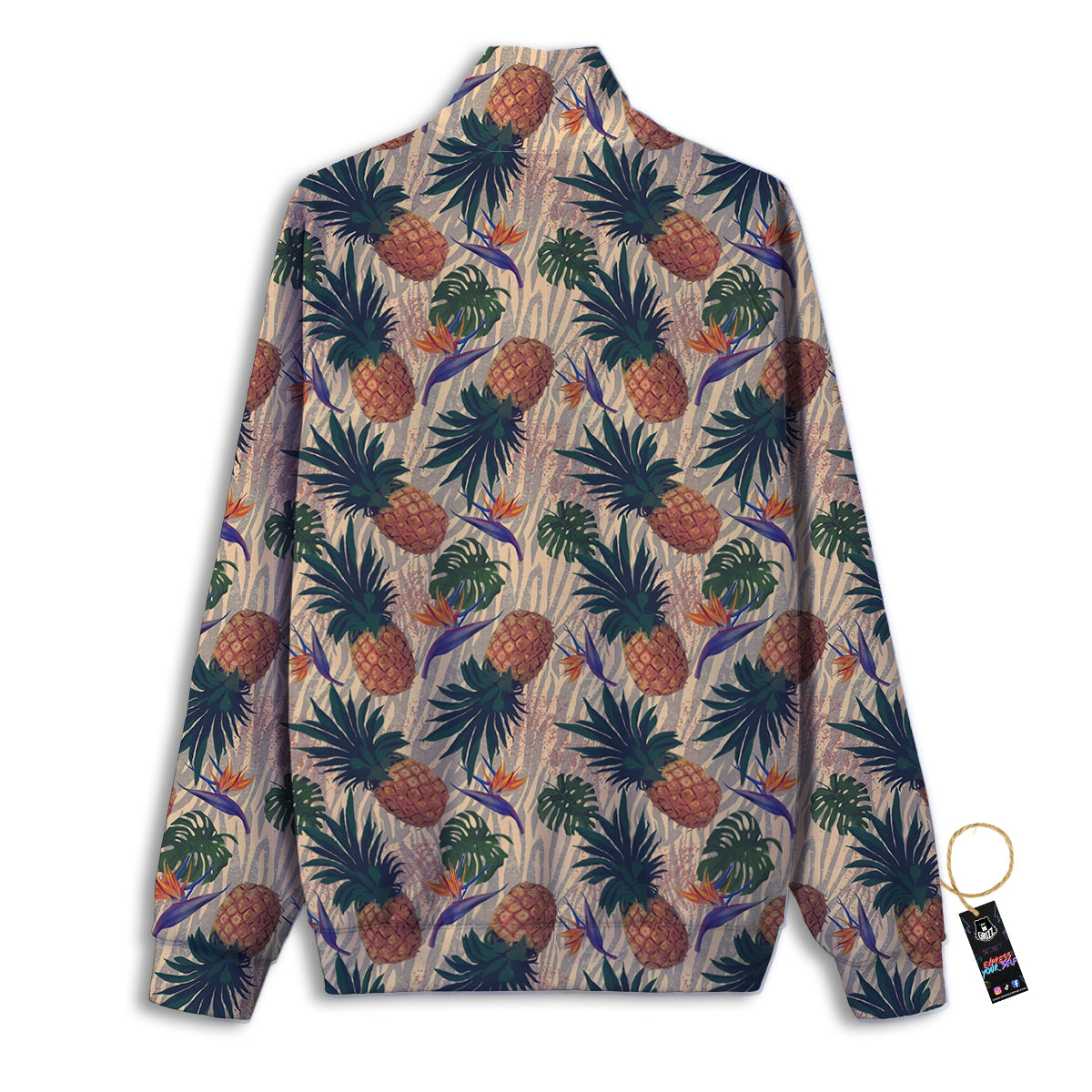 Pineapple Zebra Beige Print Pattern Track Jacket-grizzshop