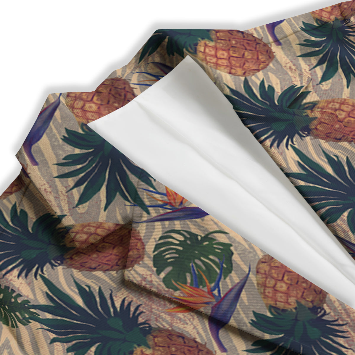 Pineapple Zebra Beige Print Pattern Women's Blazer-grizzshop