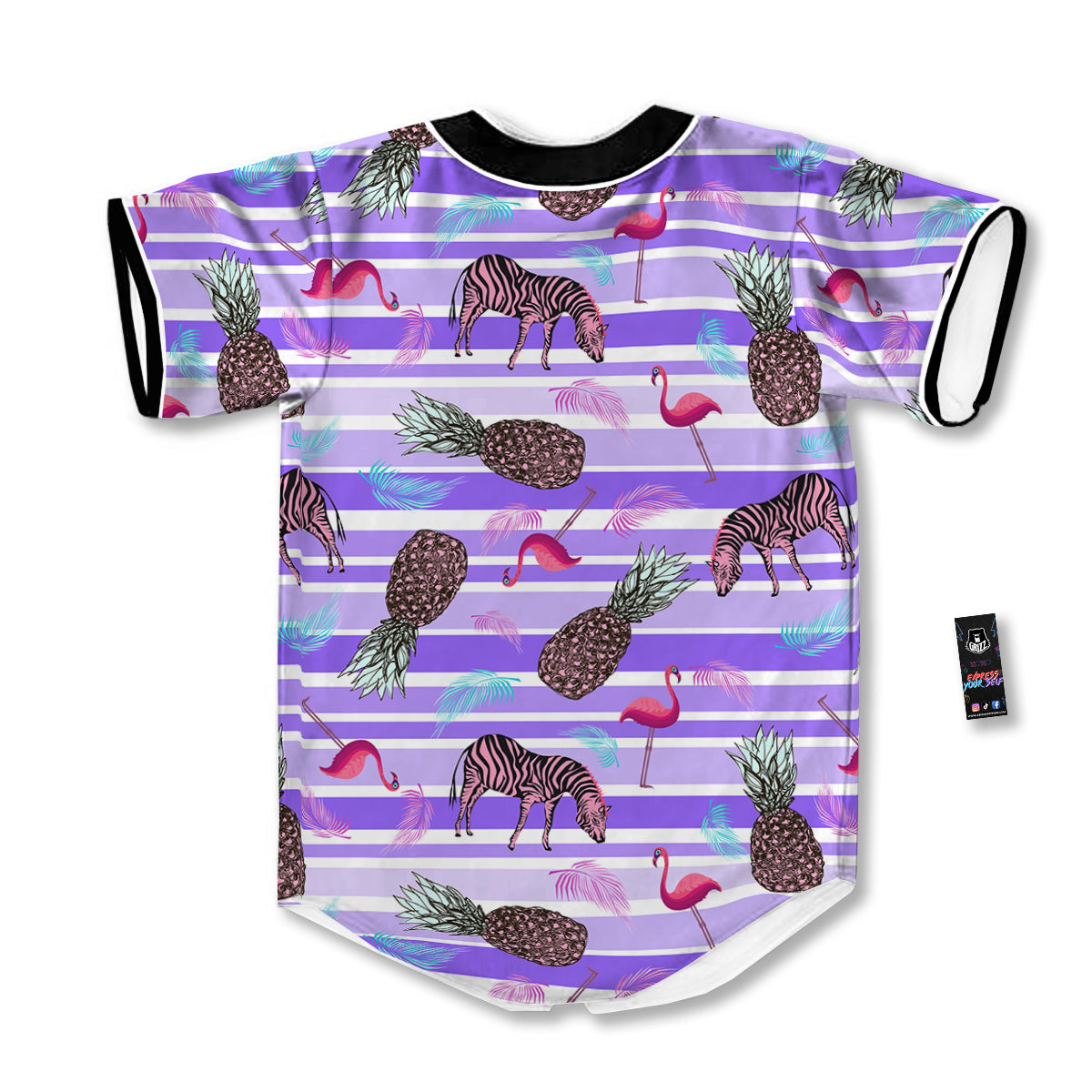 Pineapple Zebra Vintage Print Pattern Baseball Jersey-grizzshop
