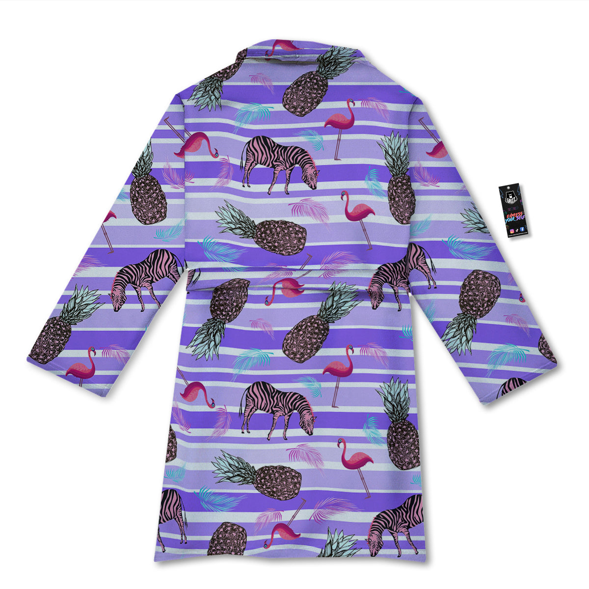 Pineapple Zebra Vintage Print Pattern Bathrobe-grizzshop