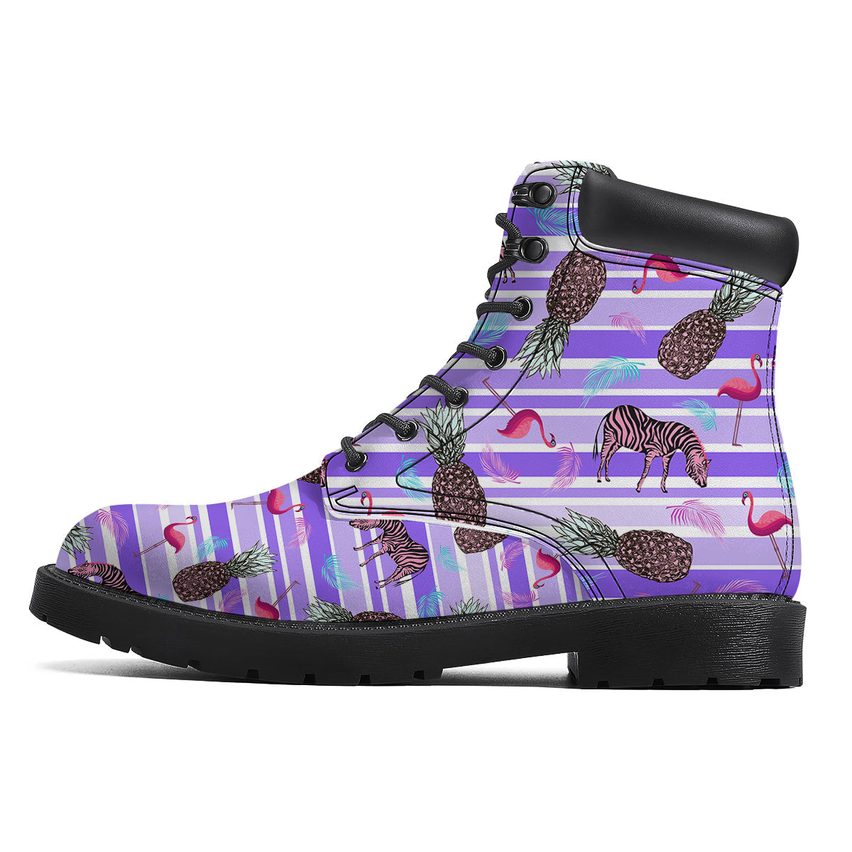 Pineapple Zebra Vintage Print Pattern Boots-grizzshop