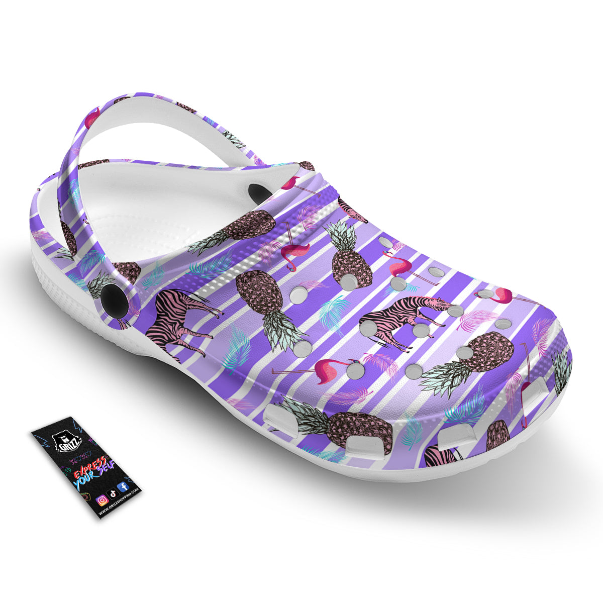 Pineapple Zebra Vintage Print Pattern Clog-grizzshop