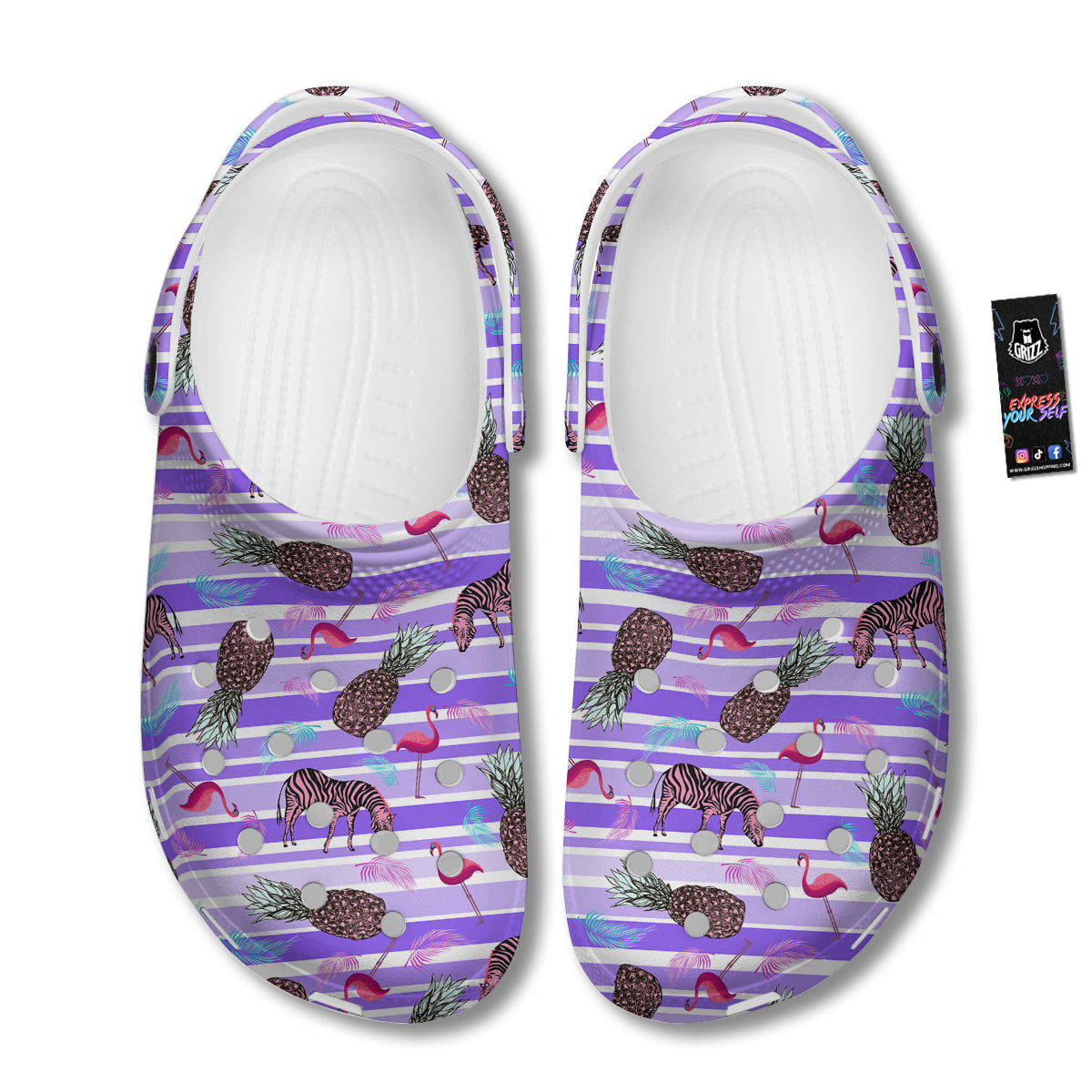 Pineapple Zebra Vintage Print Pattern Clog-grizzshop
