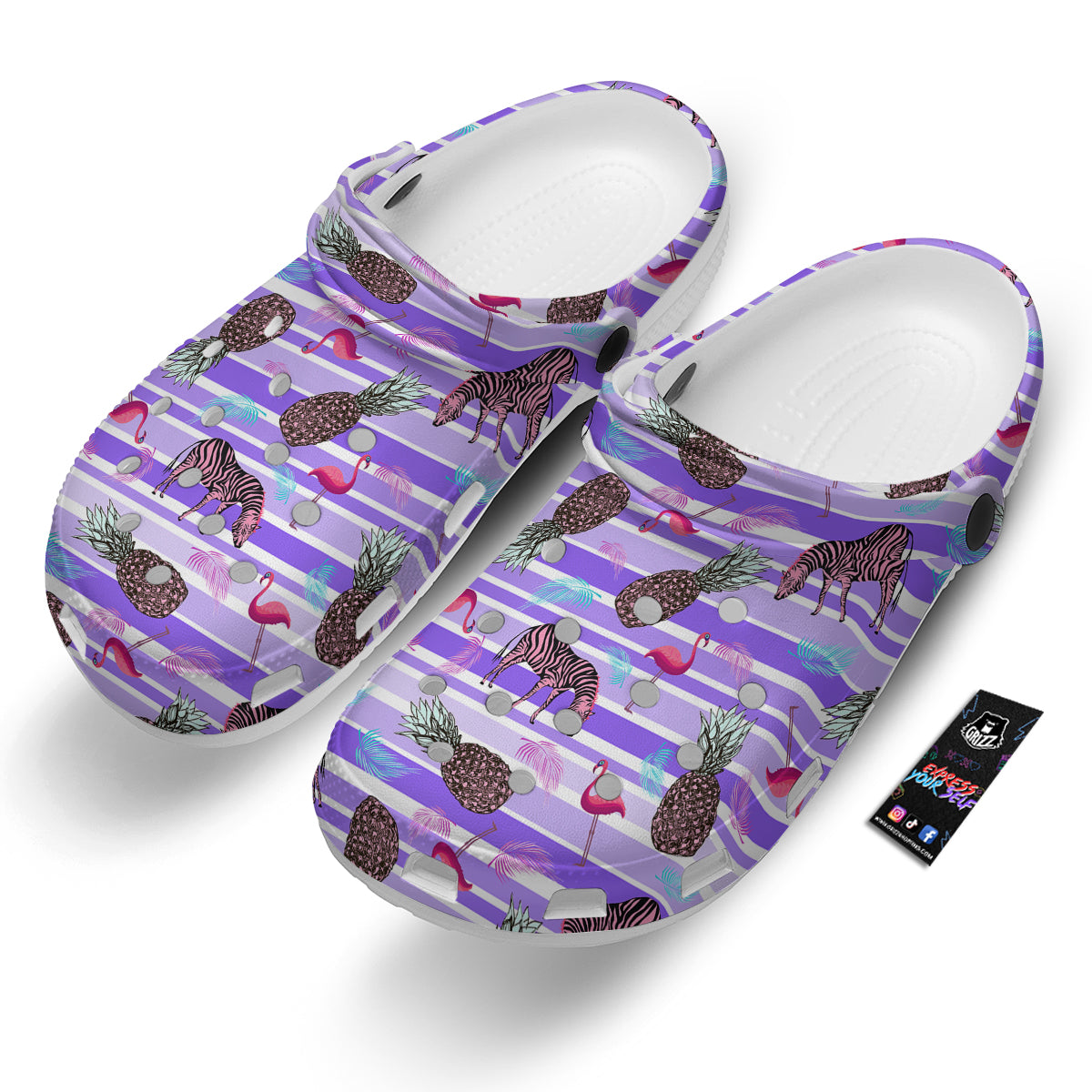 Pineapple Zebra Vintage Print Pattern Clog-grizzshop