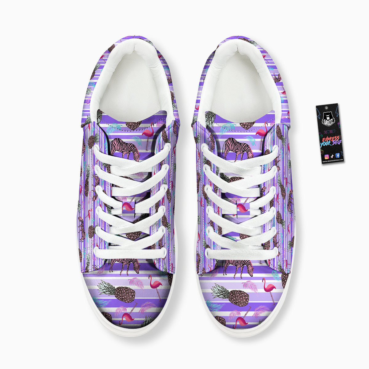 Pineapple Zebra Vintage Print Pattern Platform Shoes-grizzshop