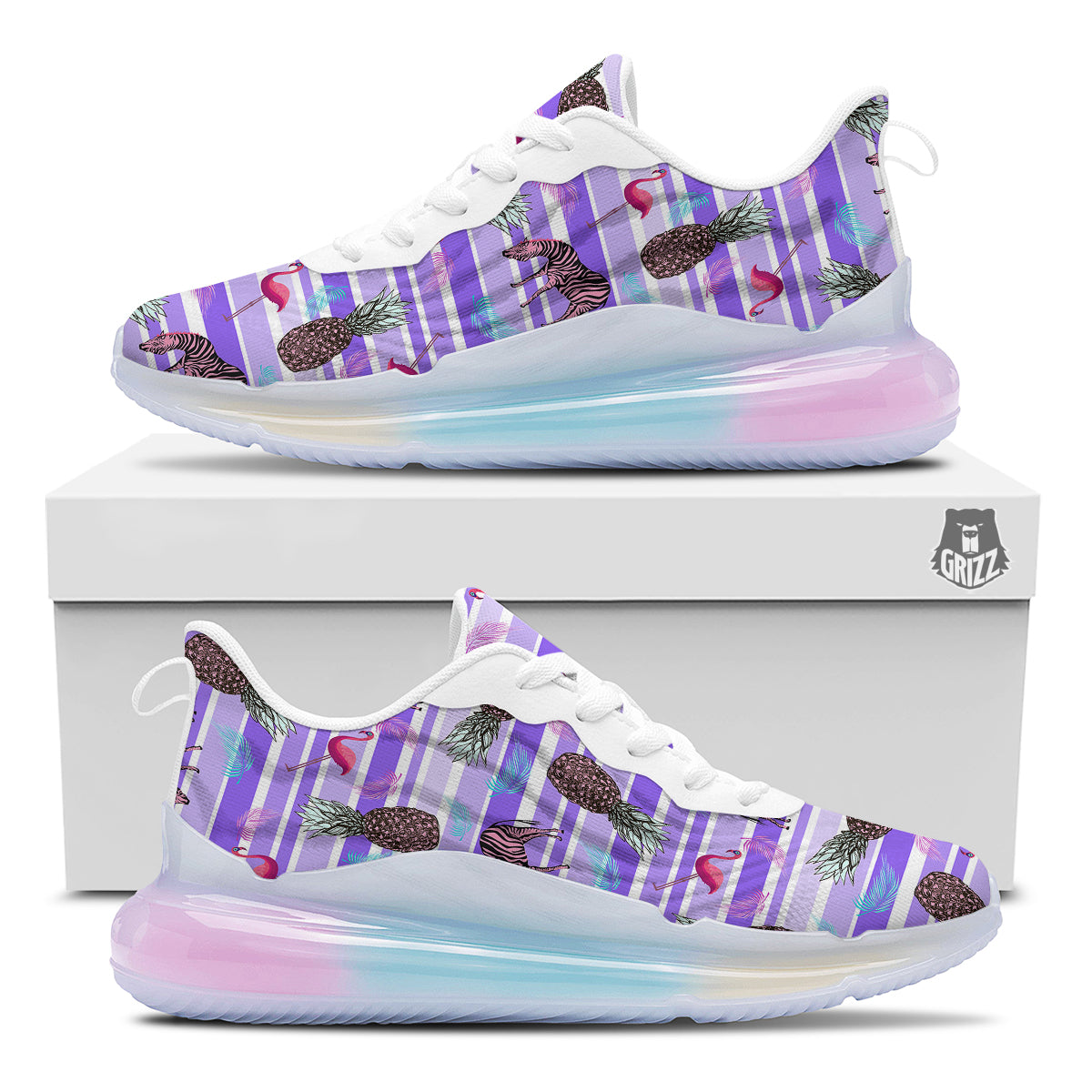 Pineapple Zebra Vintage Print Pattern Running Sneakers-grizzshop