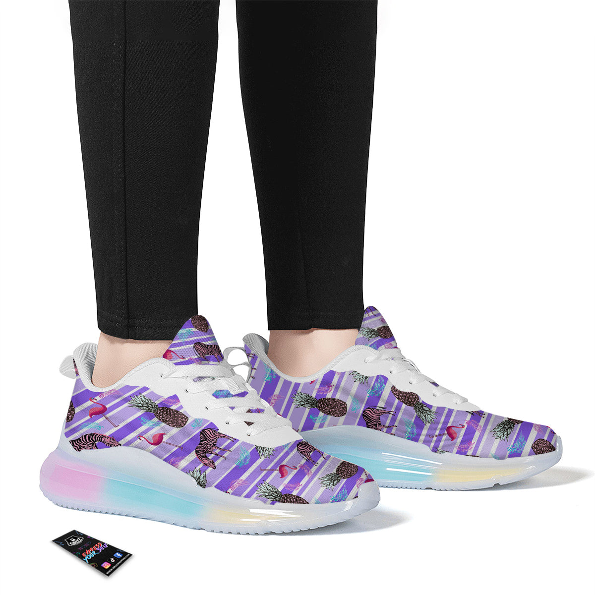 Pineapple Zebra Vintage Print Pattern Running Sneakers-grizzshop