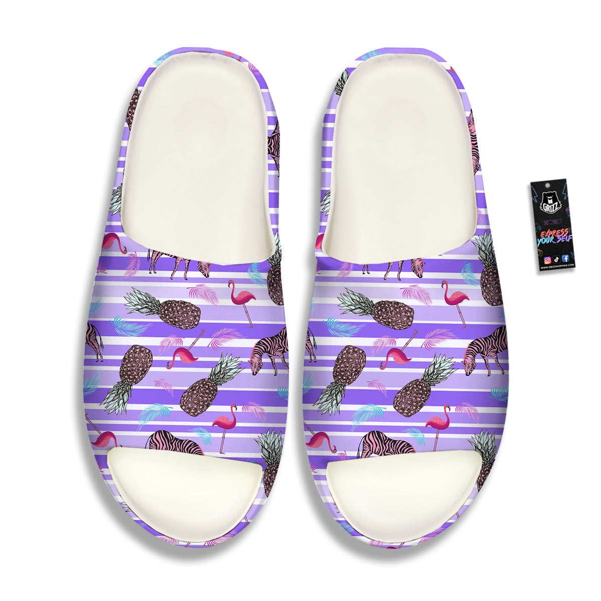 Pineapple Zebra Vintage Print Pattern Sandals-grizzshop