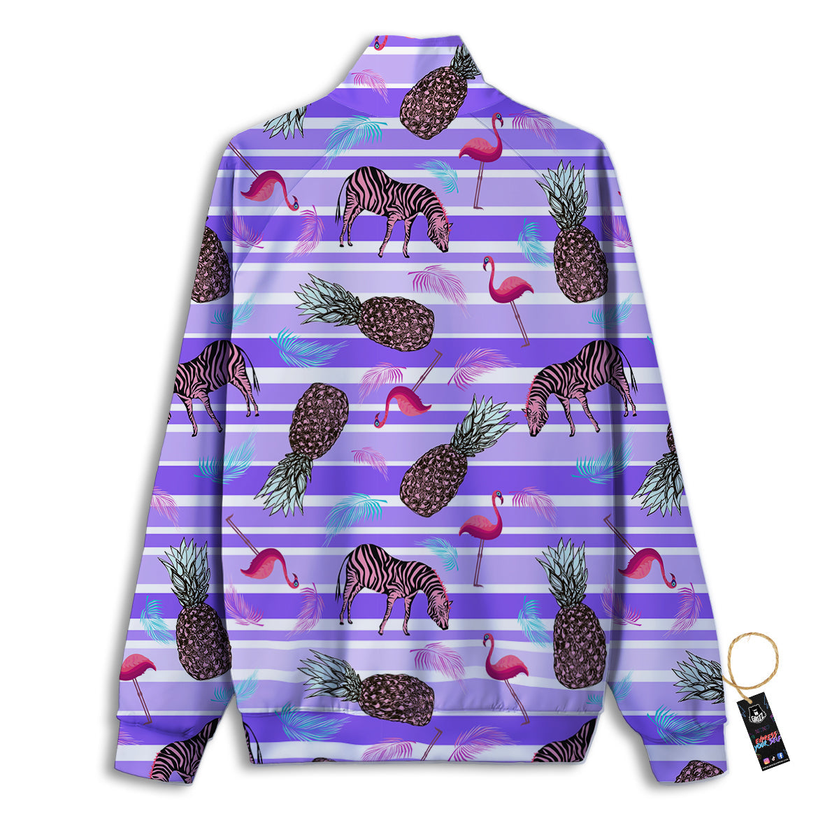 Pineapple Zebra Vintage Print Pattern Track Jacket-grizzshop