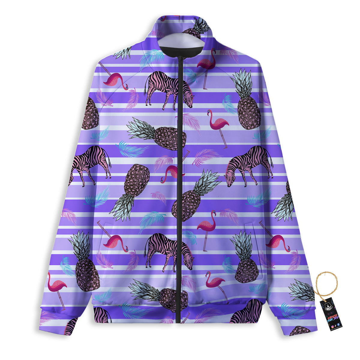 Pineapple Zebra Vintage Print Pattern Track Jacket-grizzshop