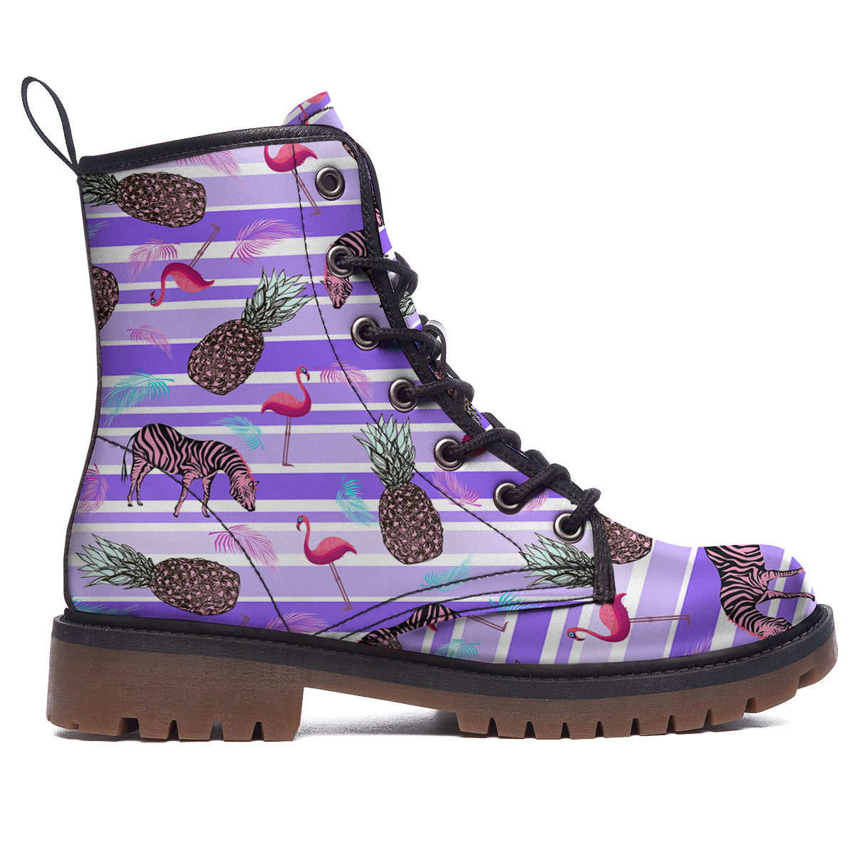 Pineapple Zebra Vintage Print Pattern Work Boots-grizzshop