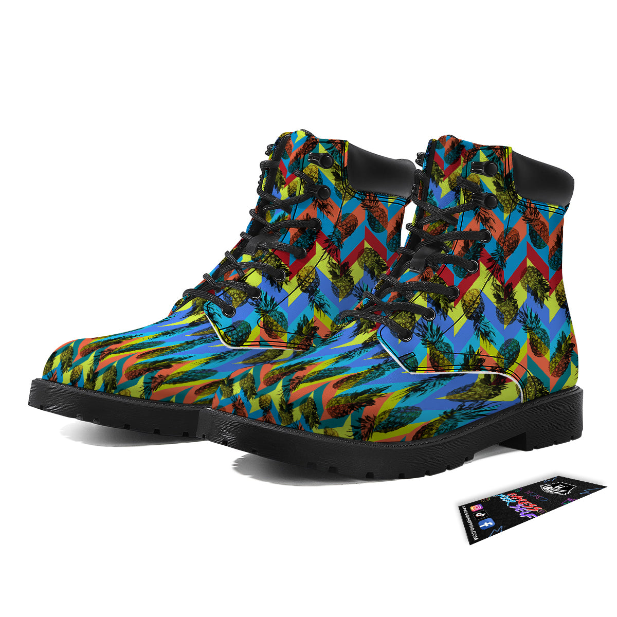 Pineapple Zigzag Print Pattern Boots-grizzshop