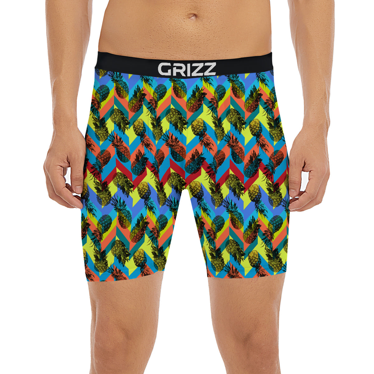 Pineapple Zigzag Print Pattern Boxer Briefs-grizzshop