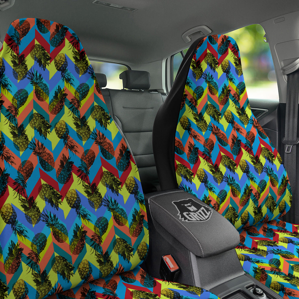 Pineapple Zigzag Print Pattern Car Seat Covers-grizzshop